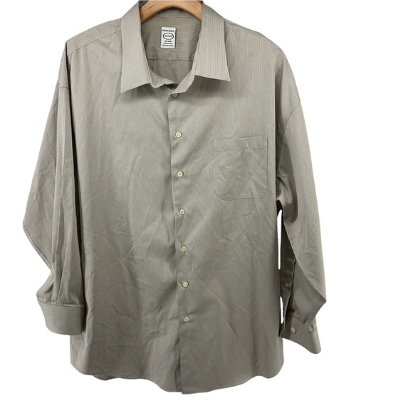 Pronto Uomo Mens Size 20 Button Front Beige Striped Shirt With Pocket No… - Picture 3 of 5